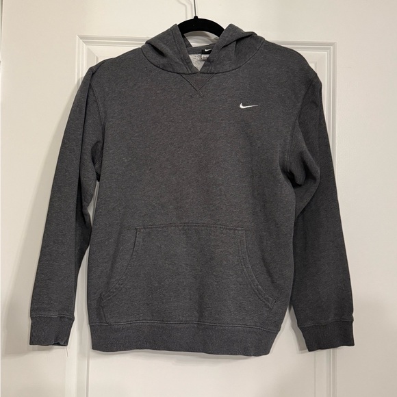 Nike Tops - Nike Vintage Y2K Mini Swoosh Embroidered Pullover Hoodie Charcoal Grey Size XL